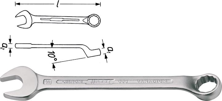 Immagine prodotto HAZET Chiave combinata a forchetta/ad anello 603-32 ∙ Profilo a doppio esagono esterno ∙ 32 mm (32 mm)