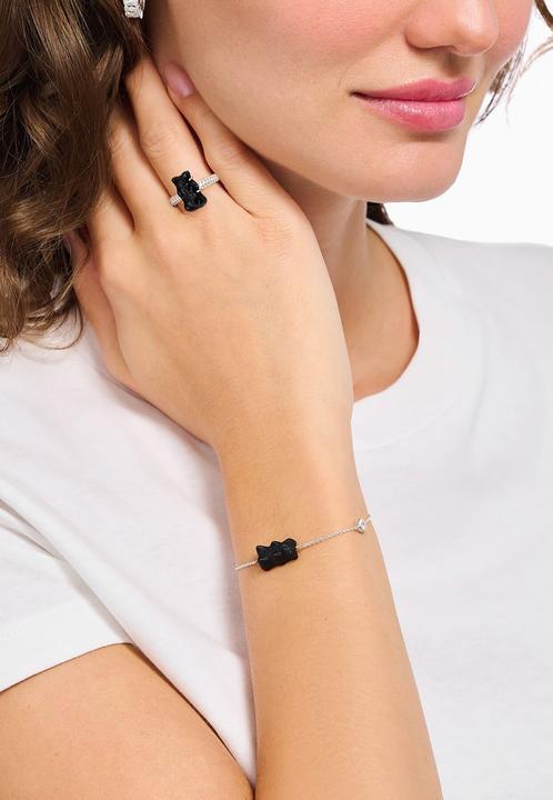 Produktbild Thomas Sabo Armband mit schwarzem Goldbären, Perle und Stein (19 cm, Sterling Silber 925, Süsswasserzuchtperle)
