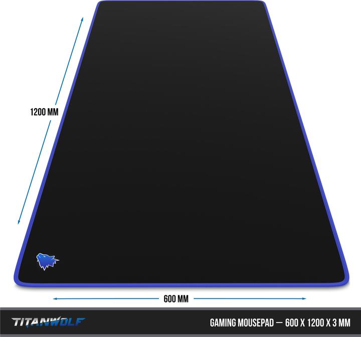 Produktbild Titanwolf Gaming Mauspad, XXXL Speed Mausmatte 1200 x 600 mm, Geschwindigkeit & Präzision, Symbol Blue