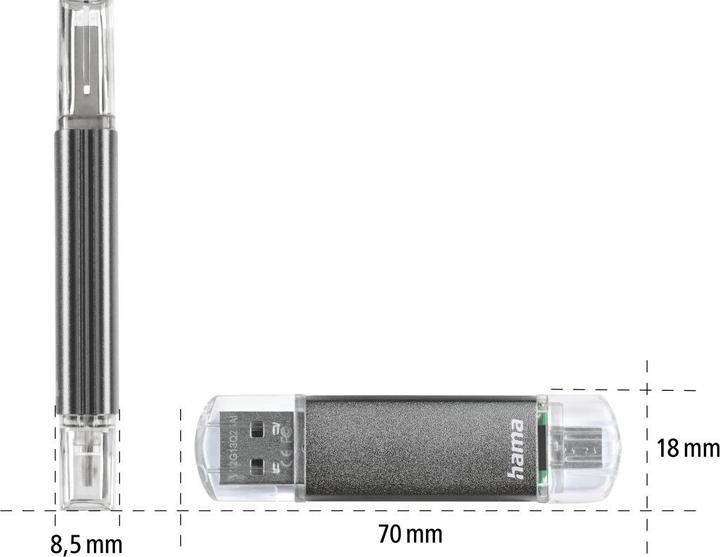 Actual product image Hama Laeta Twin (32 GB, USB-A, Micro USB, USB 2.0)
