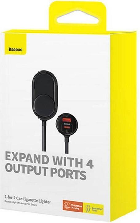 Produktbild Baseus High Efficiency Pro 1-für-2 Auto-Zigarettenanzünder 30 W (Schwarz)