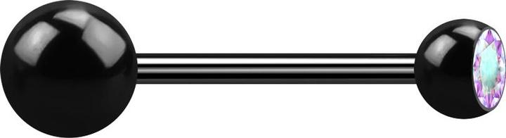 Actual product image Star Piercing Micro barbell black with ball and balls crystal multicolour (without brass, Surgical steel 316L)
