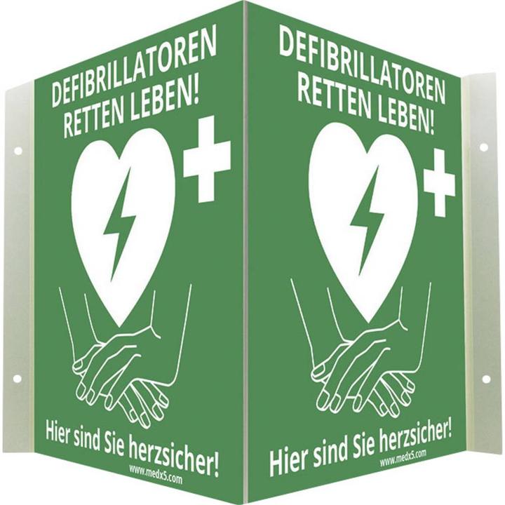 Image du produit MedX5 Panneau AED Défibrillateur Emplacement Panneau d'angle (Accessoires pour trousse de secours)
