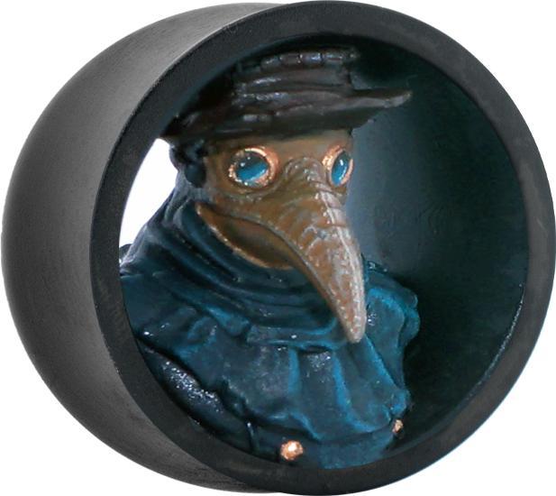Actual product image Star Piercing Flared tunnel black plague doctor left (Surgical steel 316L, without brass)