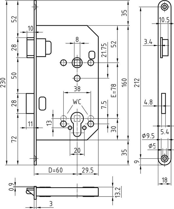 Actual product image Glutz Swiss (Mortise lock)