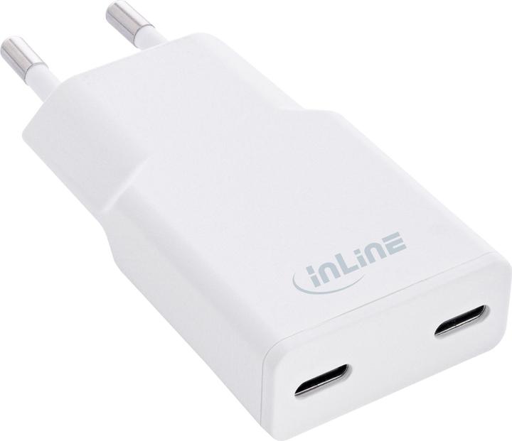 Actual product image InLine USB mains adapter charger Dual USB-C, PD, PPS, 30W, white (30 W)