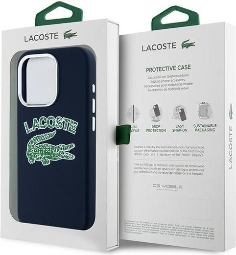Actual product image Lacoste LCHMP15XUCRV iPhone 15 Pro Max 6.7" granatowy/marine hardcase Silicone Cracked Logo MagSafe (Apple iPhone 15 Pro Max)