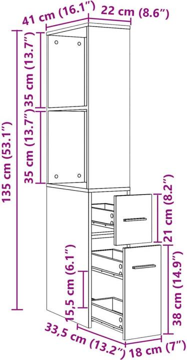 Image du produit VidaXL Schmal (22 x 41 x 135 cm)