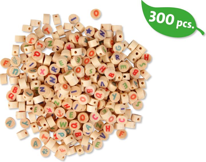 Actual product image Simm Lena wooden letters 10mm 300 beads natural coloured