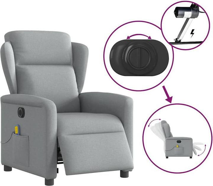 Produktbild VidaXL Massagesessel Elektrisch Hellgrau Stoff