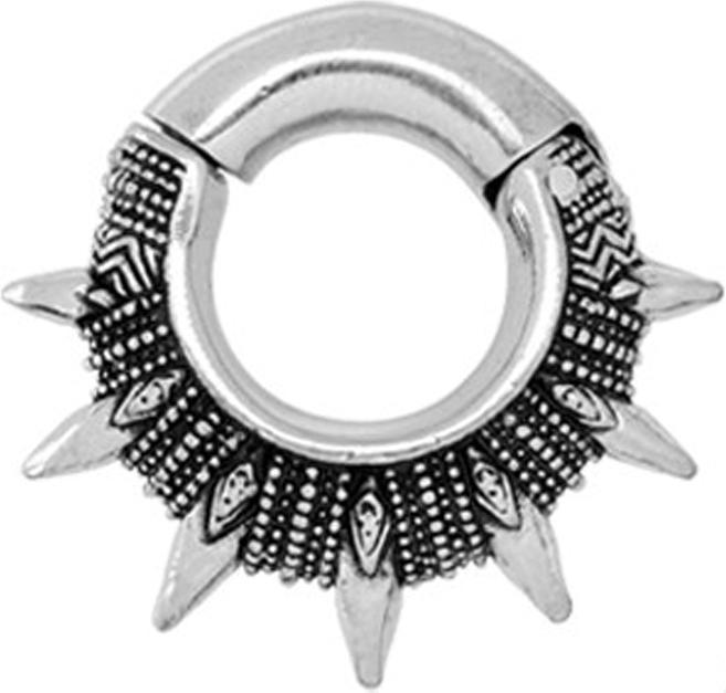 Actual product image Star Piercing Ohrgewicht klappbar silber Gravur und Cones (Brass)