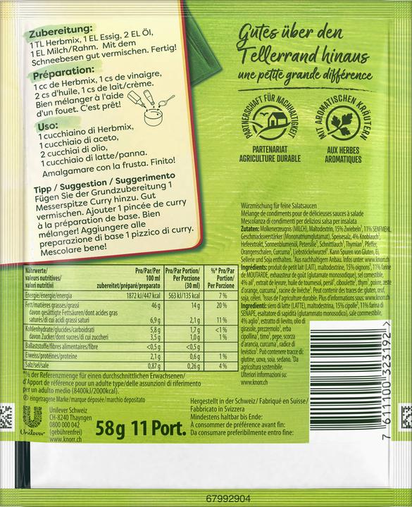 Nährwerte und Zutaten Knorr Herbmix (63 g)