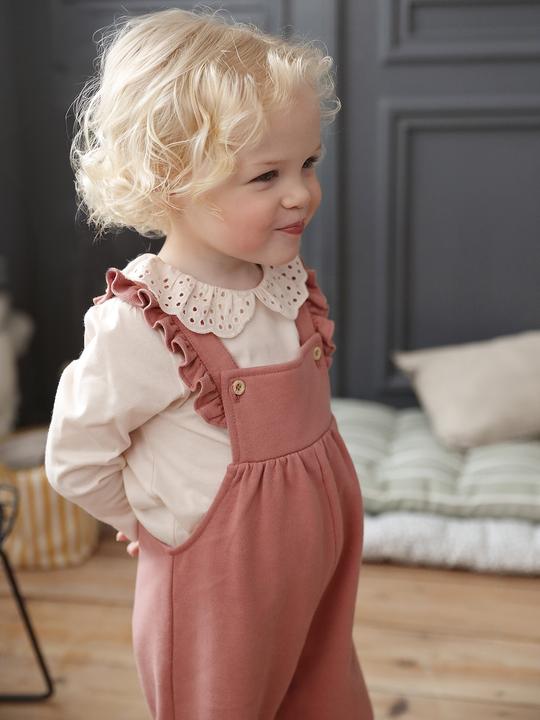 Produktbild Vertbaudet Mädchen Baby Sweat-Latzhose mit Rüschen, Bio-Baumwolle (62)