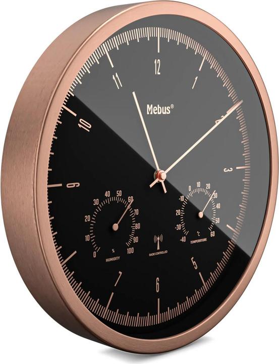 Produktbild Mebus Funkwanduhr mit Thermo-Hygrometer (25 cm)