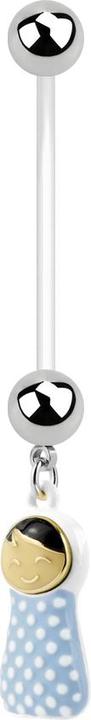 Star Piercing Banane Schwangerschaft mit Keramik Baby blau (Bioflex, ohne Messing, Chirurgenstahl 316L)