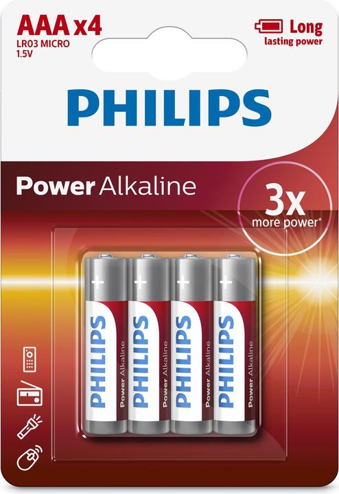 Philips Alimentazione a batteria Alcalina AAA 4 pezzi (1 pz., AAA)