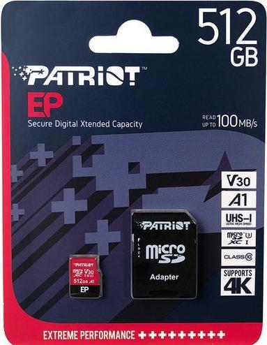 Immagine prodotto Patriot EP V30 Speicherkarte MicroSDXC (512 GB, microSDXC, U3, UHS-I)
