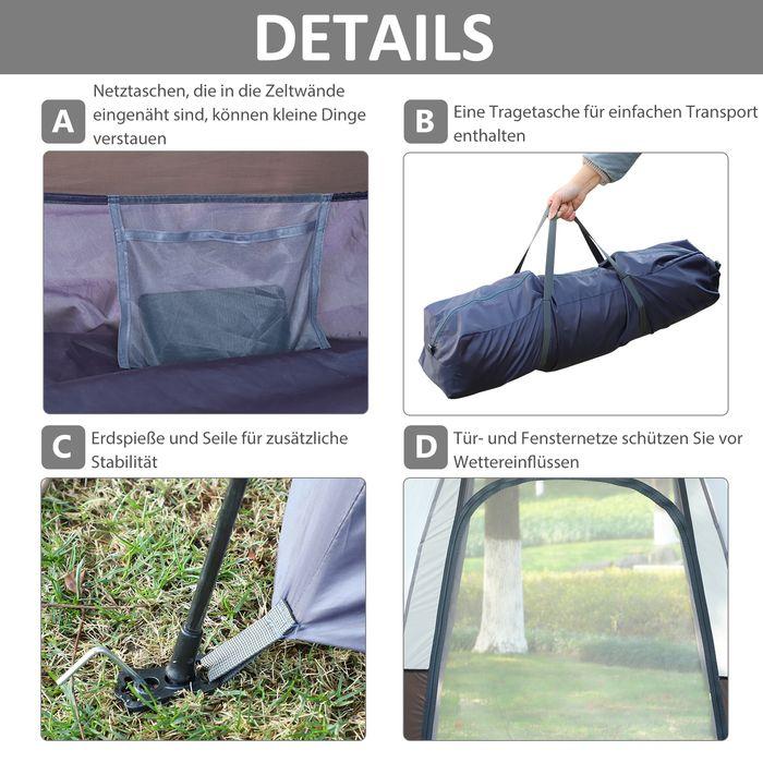 Image du produit Swisshandel24 Tente de camping 3-4 personnes tente familiale tente dôme 210T PU 3000mm montage facile acier gla (Tente igloo, 4 personnes)