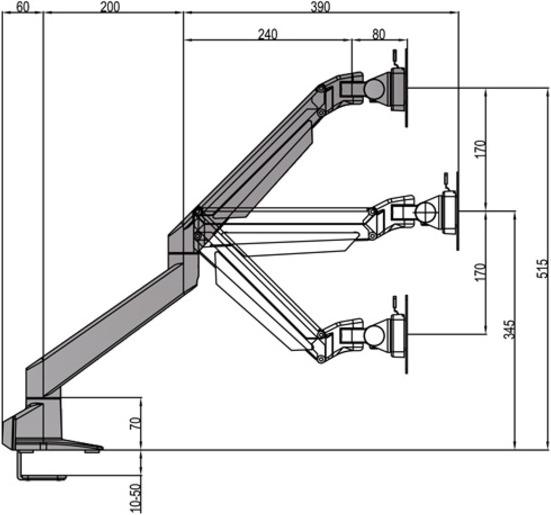 Actual product image Multibrackets Gas lift arm HD (Table, 32")