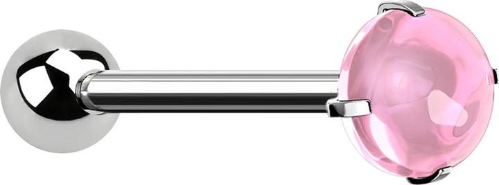 Image du produit Star Piercing Barbell silber mit Kugel und Cabochon pink gefasst (sans laiton, Acier chirurgical 316L)