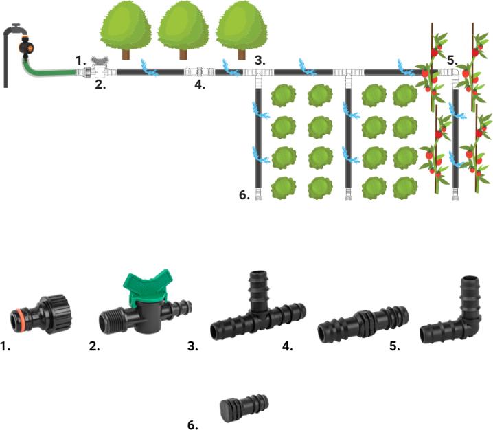 Actual product image Redcliffs Accessory set for drip line 16mm / 42 pcs.