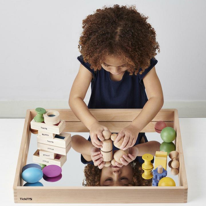 Image du produit TickiT Boîte plateau en bois avec base miroir (Français, Allemand, Anglais, Italien)