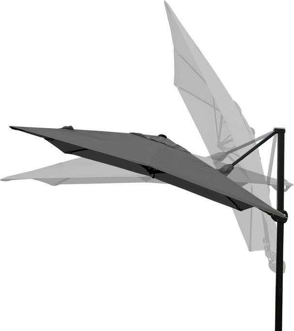 Produktbild Swisshandel24 Gastronomie-Ampelschirm, 3x3m (Ø4,24m) schwenkbar drehbar, Polyester/Alu 31kg, anthrazit mit Ständer (3 m)