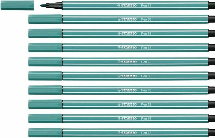 Immagine prodotto STABILO Penne a punta di feltro Pen 68 turchese 10 pezzi (Turchese, 10 x)