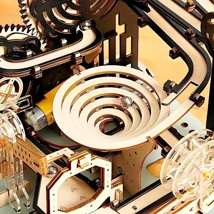 Image du produit The Toy Company 3D Holz Kugelbahn, Murmelbahn Puzzle aus Holz, batteriebetrieben