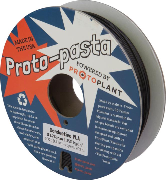 Image du produit Proto-pasta filament PLA conducteur (PLA, 1.75 mm, 500 g, Gris)