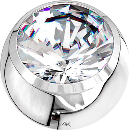 Produktbild Star Piercing Kugel 14k weissgold mit Kristall silber (14k Gold, ohne Messing)