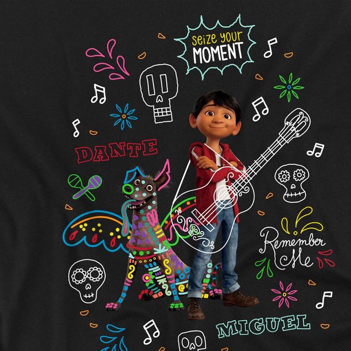 Actual product image La Maison du Coco Unisex Adult Miguel Dante Movie Quotes And Colourful Doodles T-Shirt (XXL)