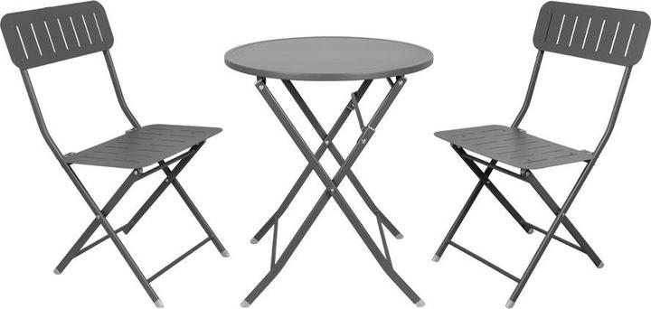 Produktbild Contini Gartentisch Rund mit 2 Stühlen Metall anthrazit (62 cm)