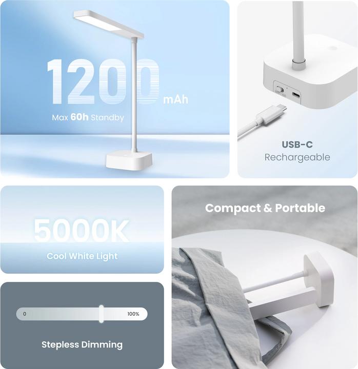 Actual product image Yeelight Jasmine Rechargeable Desk Lamp –⁠⁠⁠⁠⁠⁠ YLYTD-0039