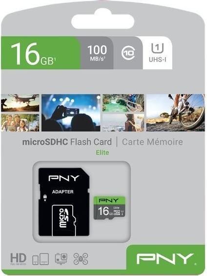 Produktbild PNY microSDHC-Karte Elite UHS-I U1 16 GB (16 GB, microSDHC, U1, UHS-I)