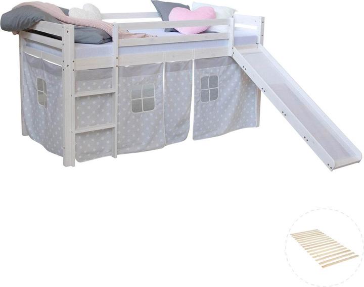 Actual product image Homestyle4u Kinder Hochbett mit Lattenrost Rutsche (90 x 200 cm)
