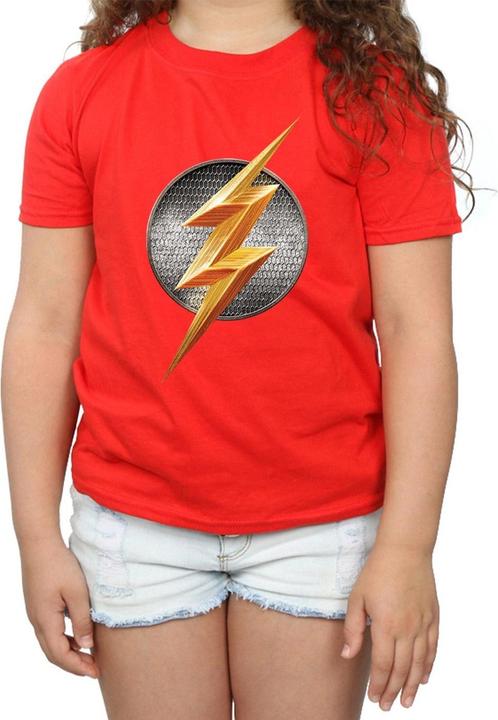 Actual product image Girls Justice League Movie Flash Emblem Cotton T-Shirt (128)