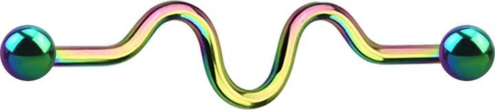 Star Piercing Barbell farbig zig zag mit zwei Kugeln (Chirurgenstahl 316L)