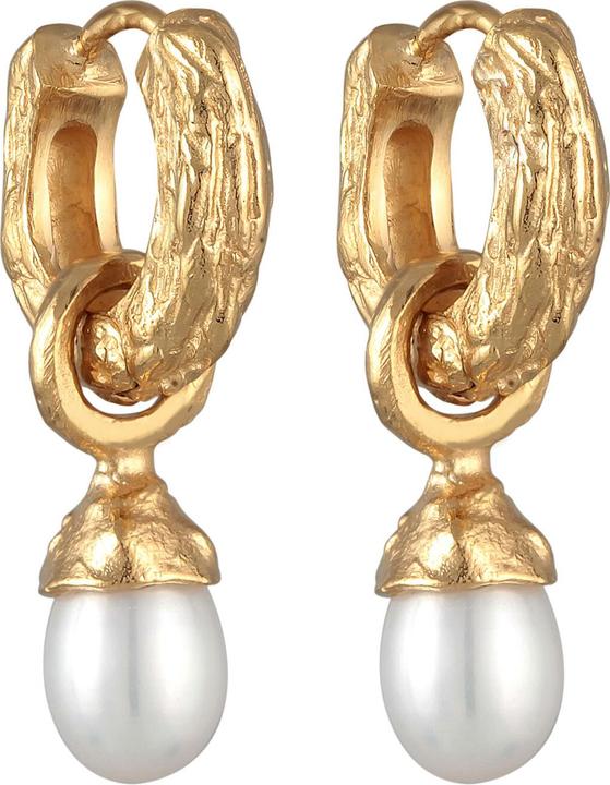 Elli PREMIUM Ohrringe Creolen Süsswasserperle Organic 925 Silber (925 Sterling Silber)