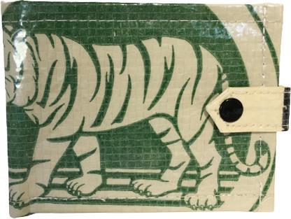 Actual product image Bekos Upcycling - Wallet with flap made from recycled cement bags green Tiger