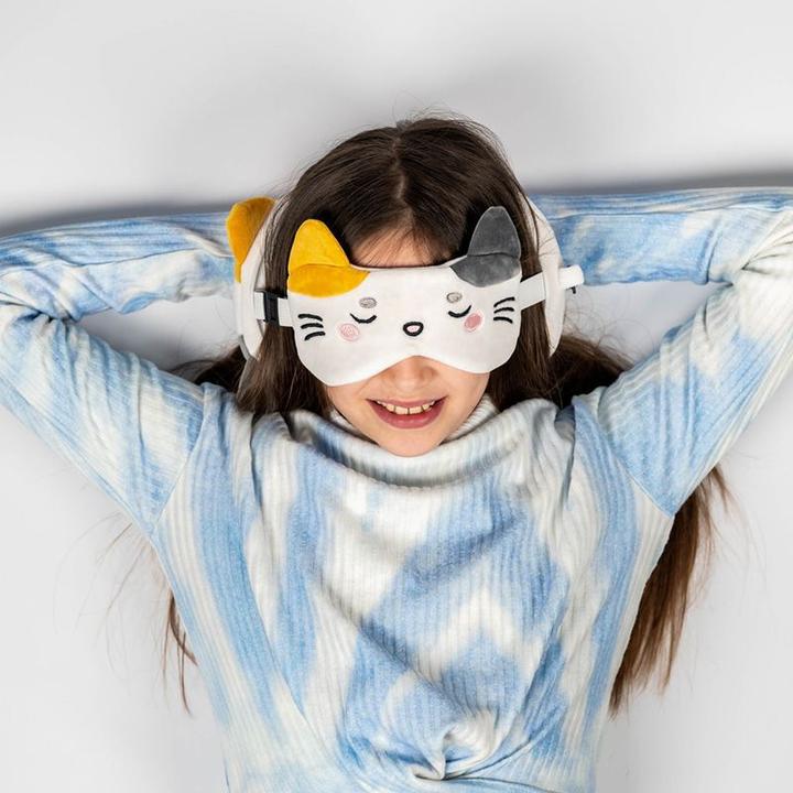 Immagine prodotto Puckator Relaxeazzz Peluche Adoramals Gatto Lola Cuscino da viaggio rotondo e maschera per gli occhi (Cuscino per testa e collo)