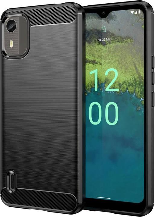 Produktbild Cover-Discount Nokia C12 - Metall Carbon Look Hülle schwarz (Nokia C12)