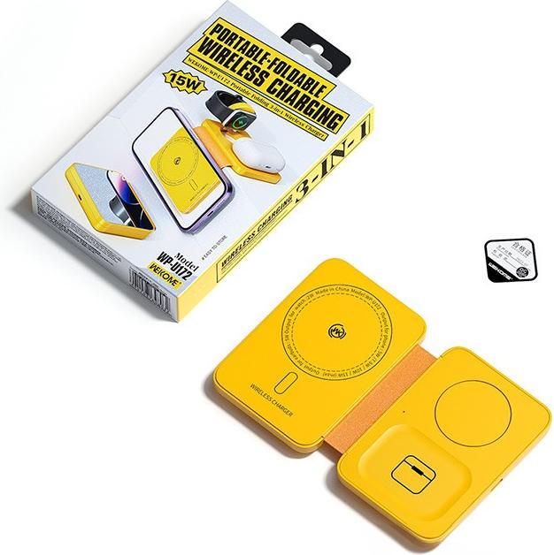 Image du produit Wekome Chargeur sans fil 3en1 avec MagSafe pour iPhone, Apple Watch et AirPods + miroir (jaune) (1 cm)
