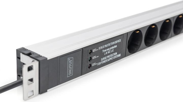 Immagine prodotto Digitus Presa multipla con profilo in alluminio e protezione contro le sovratensioni, filtro di rete integra (6 x, CEE 7/3, 2 m)