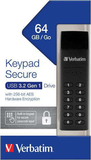Actual product image Verbatim Keypad Secure 64GB USB 3.0 (64 GB, USB-A, USB 3.1)