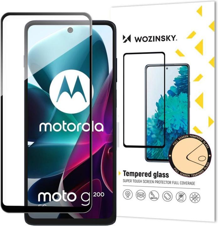 Image du produit Hurtel Wozinsky Full Glue Tempered Glass Motorola Moto G200 5G 9H Full Screen Tempered Glass with Black Fra (1 pièce(s), Motorola Moto G200 5G)
