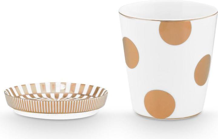 Produktbild PIP Studio Dot Delight Tasse ohne Henkel & Teeablage weiss-gold 230ml (230 ml, 1 x)