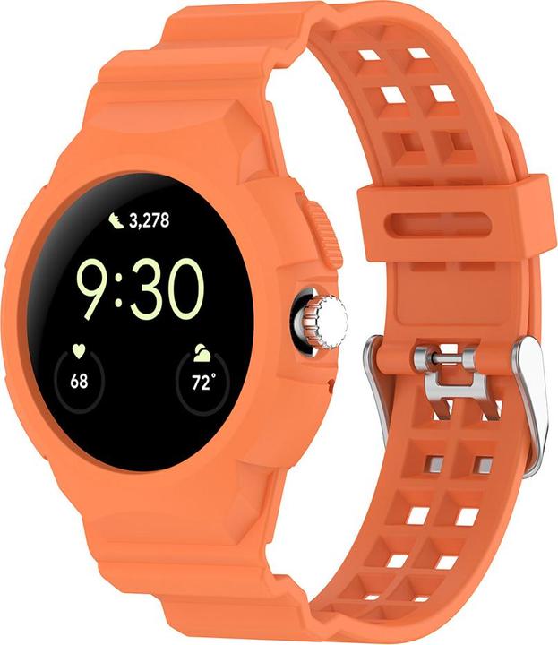 Actual product image Techsuit - Watchband (W065) - Google Pixel Watch / Watch 2 / Watch 3 41mm - Orange (Silicone, Watch 2)
