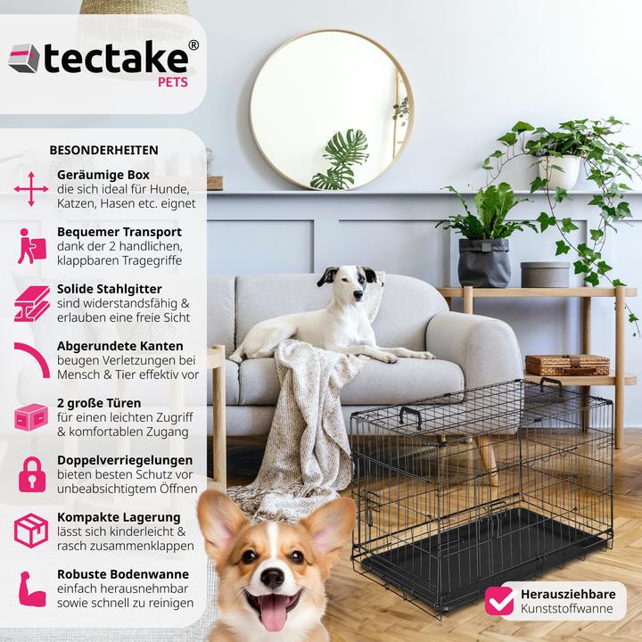 Immagine prodotto tectake Gabbia a griglia per cani Luna, pieghevole, con 2 porte (Cane, Pieghevole)