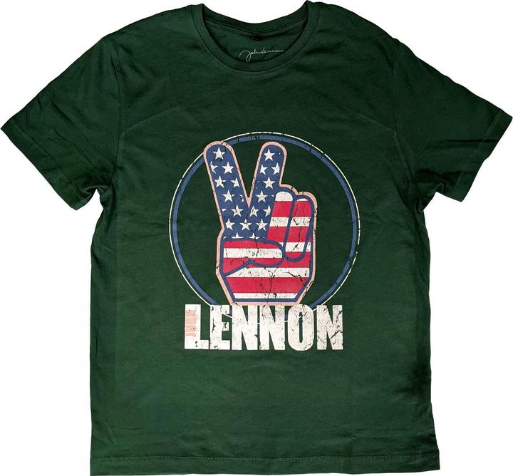 John Lennon Peace Fingers US Flag